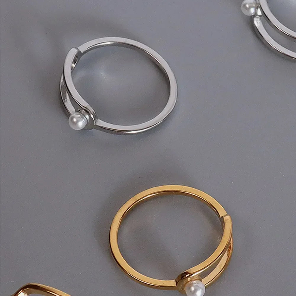 Synthetic Pearl Titanium Steel Ring - Premium Minimalist Jewelry - MINIMAL