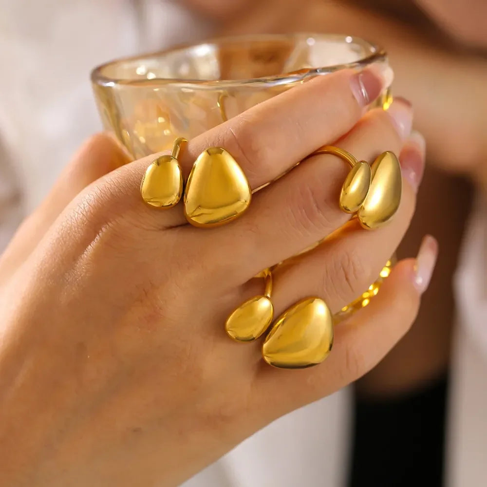 18K Gold-Plated Irregular Bypass Ring - Premium Minimalist Jewelry - MINIMAL