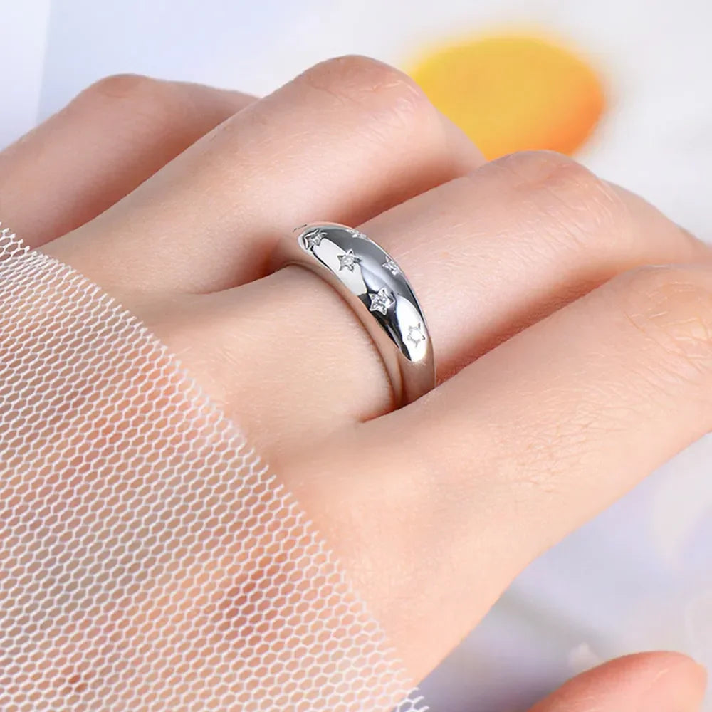 925 Sterling Silver Inlaid Moissanite Star Ring - Premium Minimalist Jewelry - MINIMAL