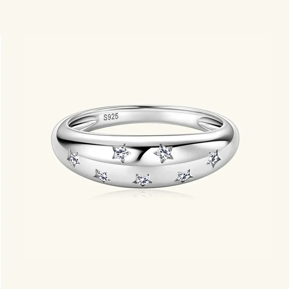 925 Sterling Silver Inlaid Moissanite Star Ring - Premium Minimalist Jewelry - MINIMAL