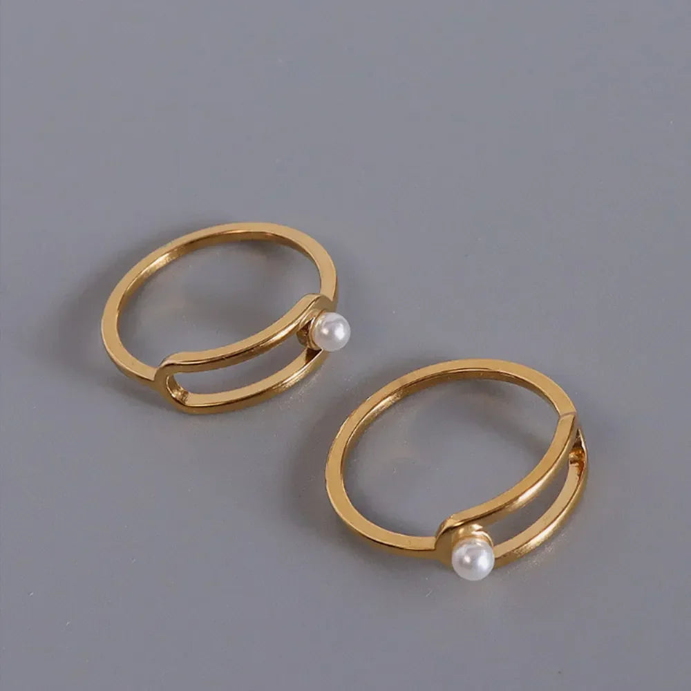 Synthetic Pearl Titanium Steel Ring - Premium Minimalist Jewelry - MINIMAL