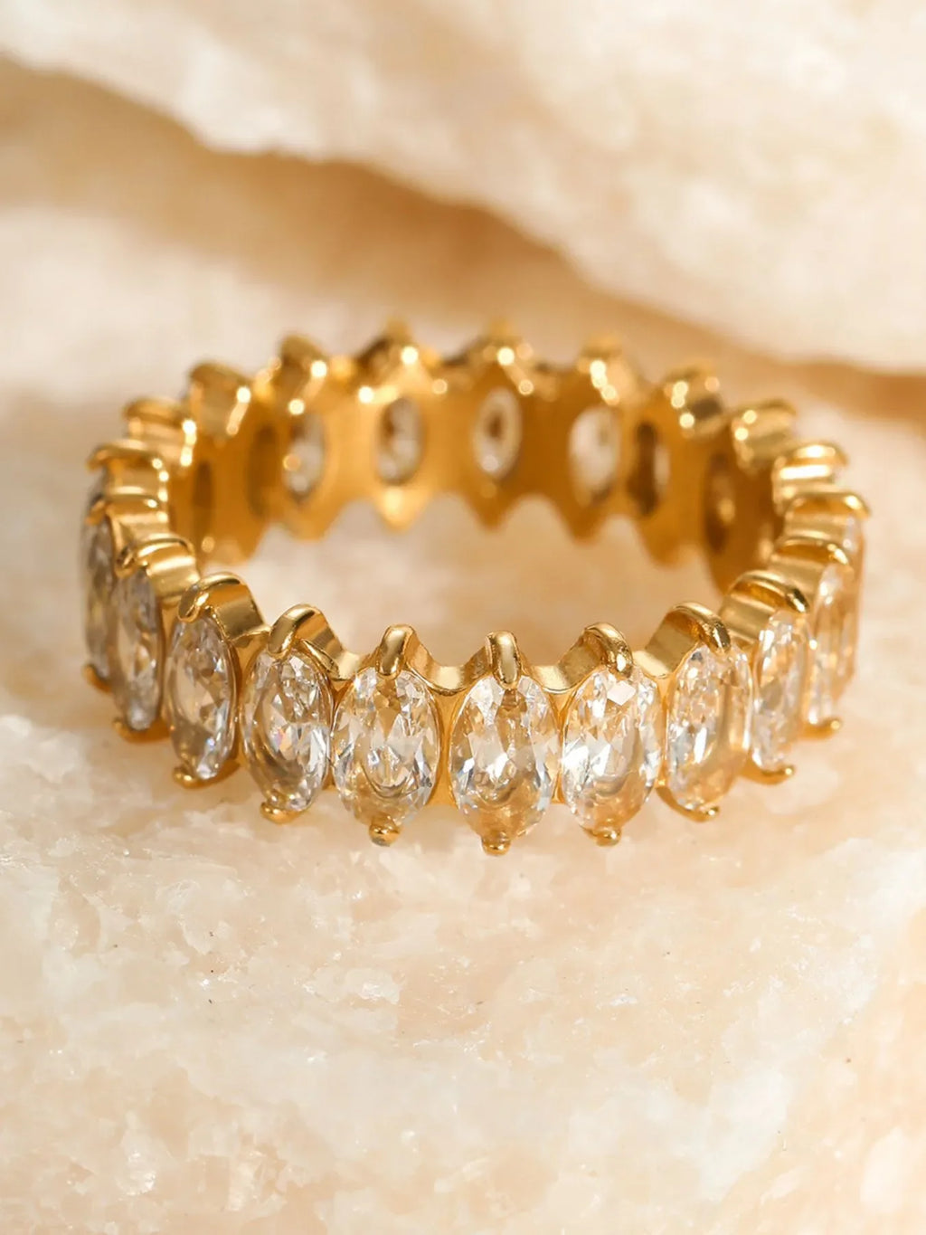 18K Gold-Plated Stainless Steel Zircon Ring - Premium Minimalist Jewelry - MINIMAL