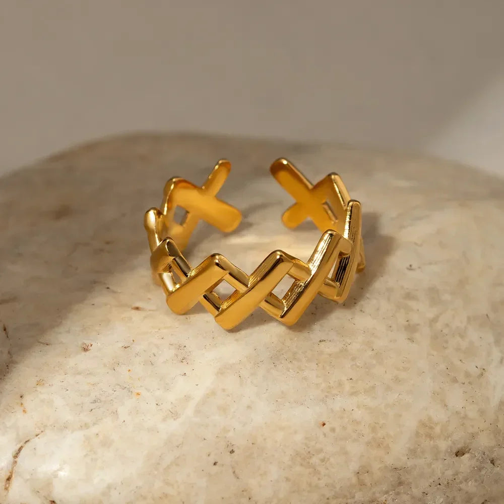 Stainless Steel Cutout Open Ring - Premium Minimalist Jewelry - MINIMAL