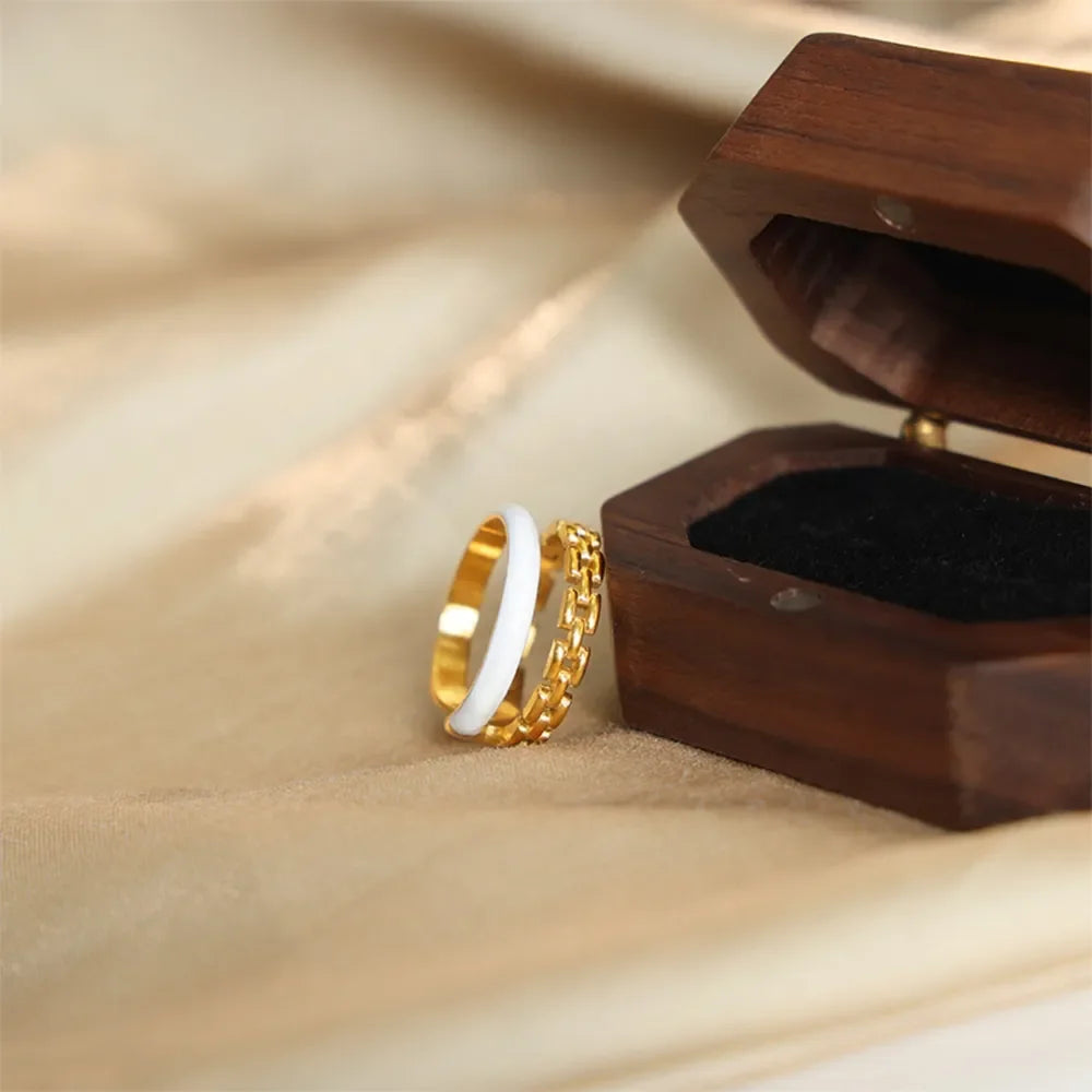 Enamel 18K Gold-Plated Open Ring - Premium Minimalist Jewelry - MINIMAL