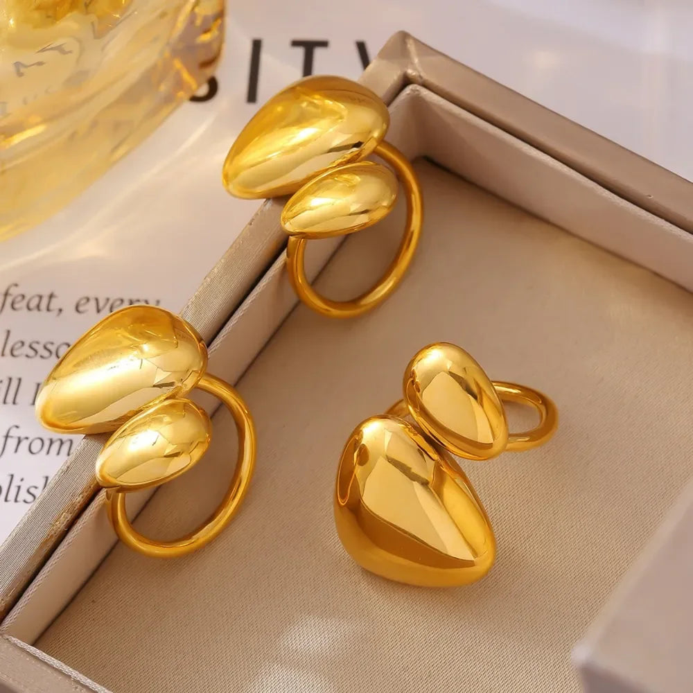 18K Gold-Plated Irregular Bypass Ring - Premium Minimalist Jewelry - MINIMAL