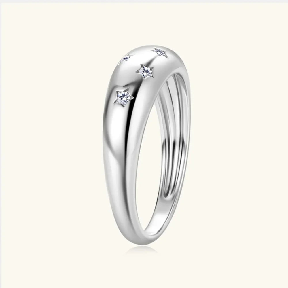 925 Sterling Silver Inlaid Moissanite Star Ring - Premium Minimalist Jewelry - MINIMAL
