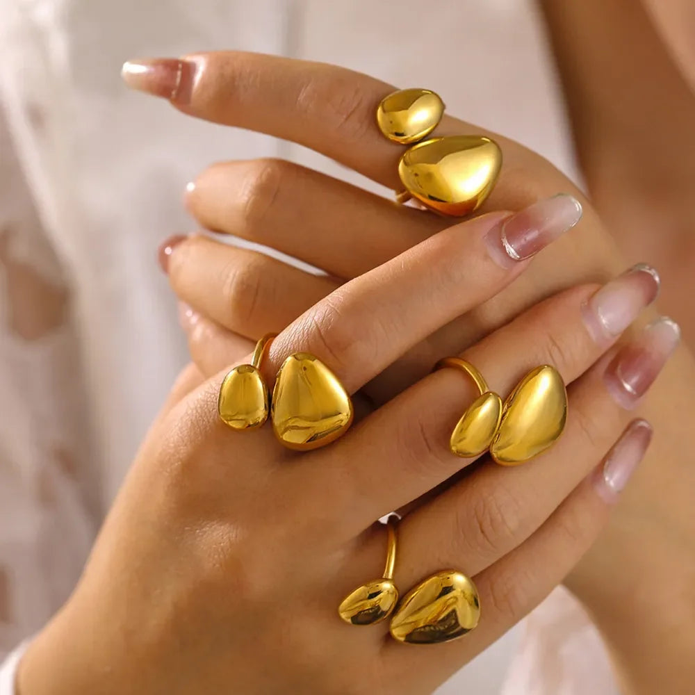 18K Gold-Plated Irregular Bypass Ring - Premium Minimalist Jewelry - MINIMAL